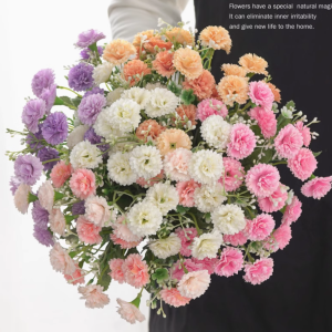 高档仿真花束小丁香康乃馨家居玄关餐桌摆放假花花束野餐花篮装饰