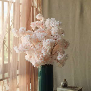 仿真樱花餐桌花客厅摆件花枝装饰塑料田园风绢花假花复古婚庆花艺